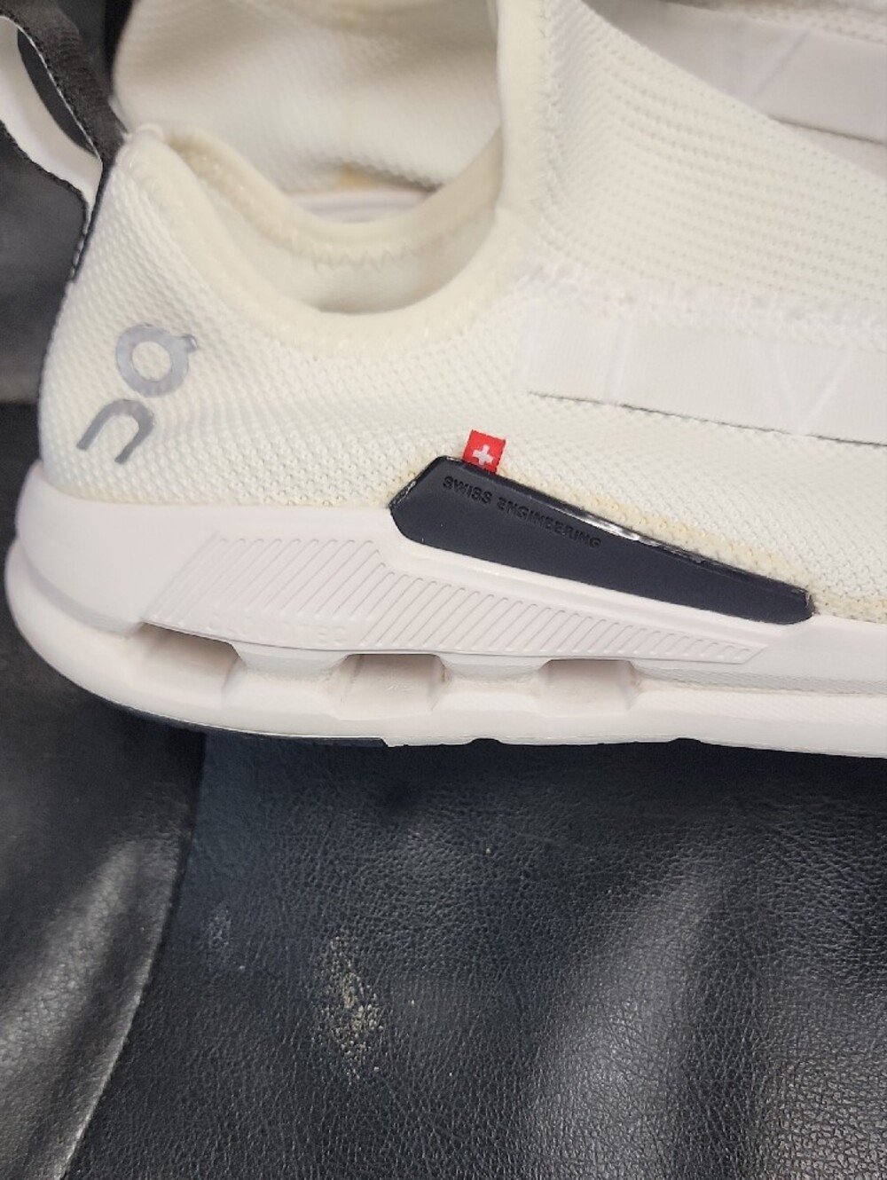 On Running White Slip-On Knit Sneakers with Black Heel Tab - Picture 4 of 8